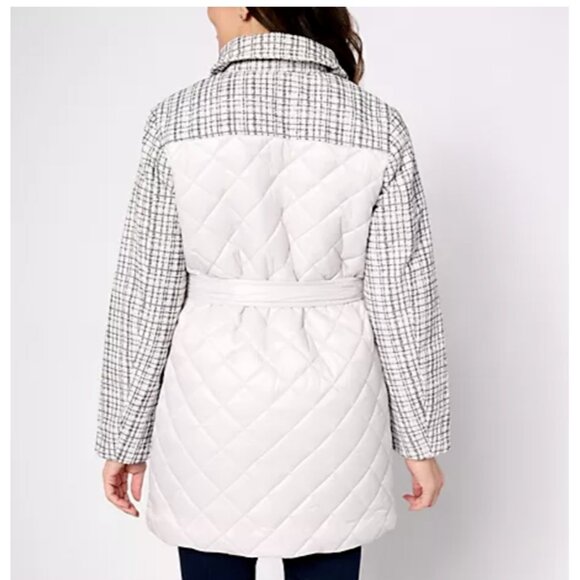 Isaac Mizrahi Live! Women's Jacket ~ Sz 2X Quilted Belted Coat Black A623551 - Picture 2 of 7